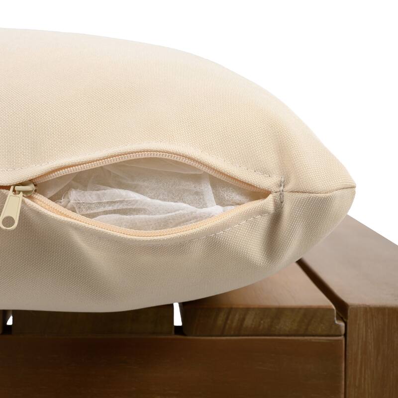 Roomfitters 7-Piece Outdoor Dining Set, Acacia Wood Patio Table and 6 Rope Woven Armchairs with Cushions