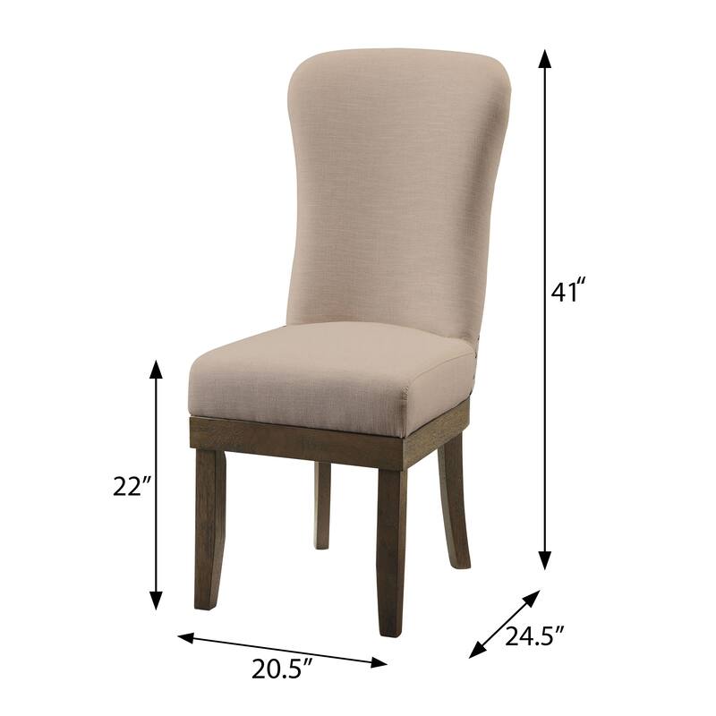 Beige and Salvage Brown Wingback Side Chairs (Set of 2)