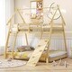 preview thumbnail 5 of 28, Costway Twin Over Queen Bunk Bed House Shaped Bed Frame with Climbing - See Details