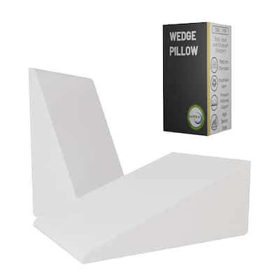 Bed Wedge Pillow - Foam Incline Cushion System for Legs and Back Support Pillow - Acid Reflux, - White