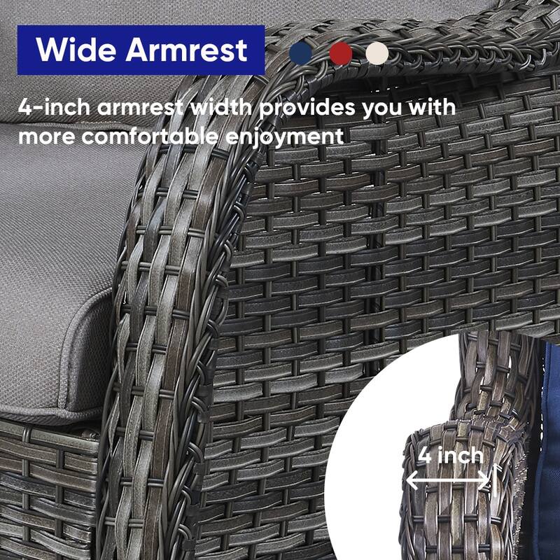 Gymojoy 6-Piece Outdoor Wicker Patio Furniture with Fire Pit, Rattan Coversation Set with Water Resistant Thick Cushions