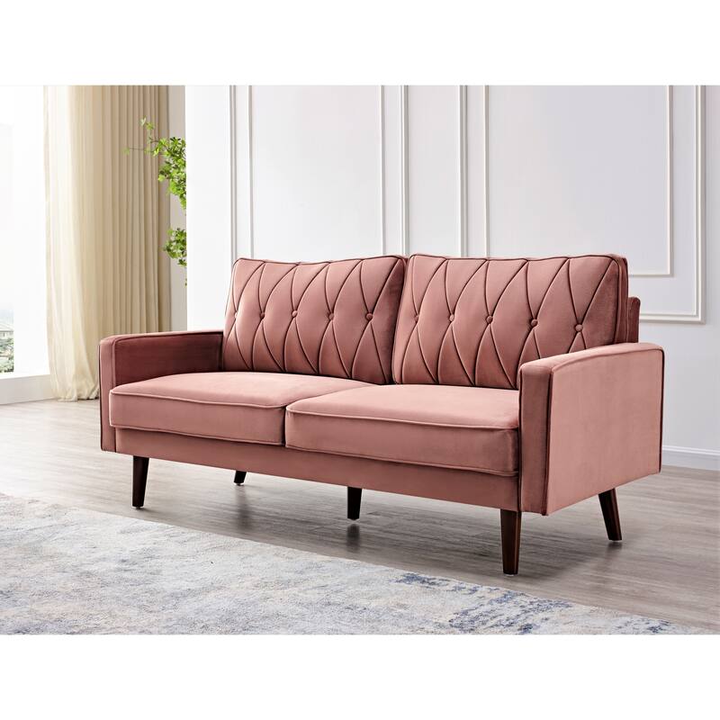 Feemster 69.3" Wide Velvet Tufted Cushion Back Sofa - Rose