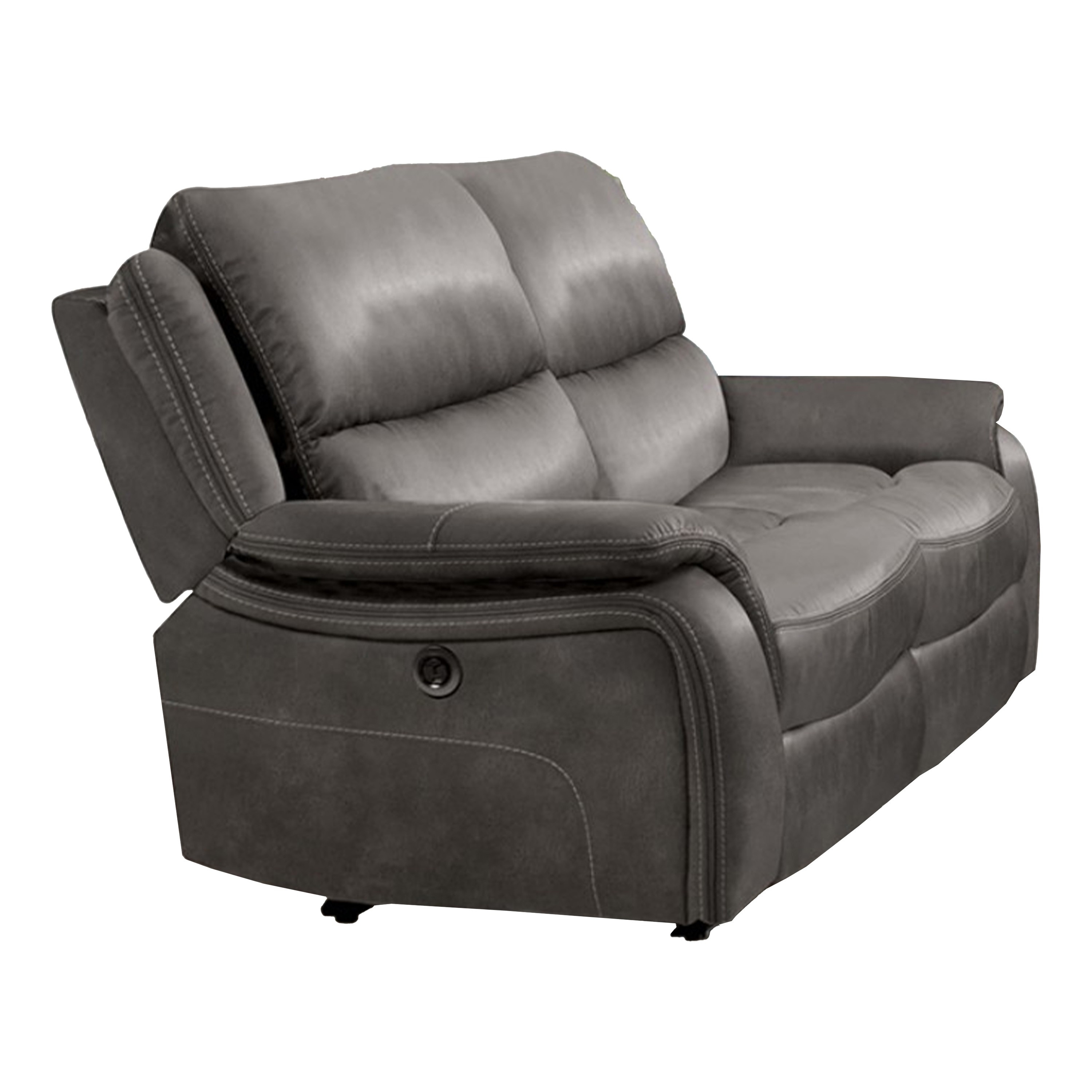 Heny Manual Reclining Loveseat, Pillow Tufted Back, Dark Gray 68 Inch