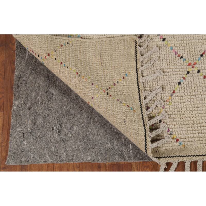 Geometric Trellis Moroccan Area Rug Handmade Wool Carpet - 6'9"x 10'5"