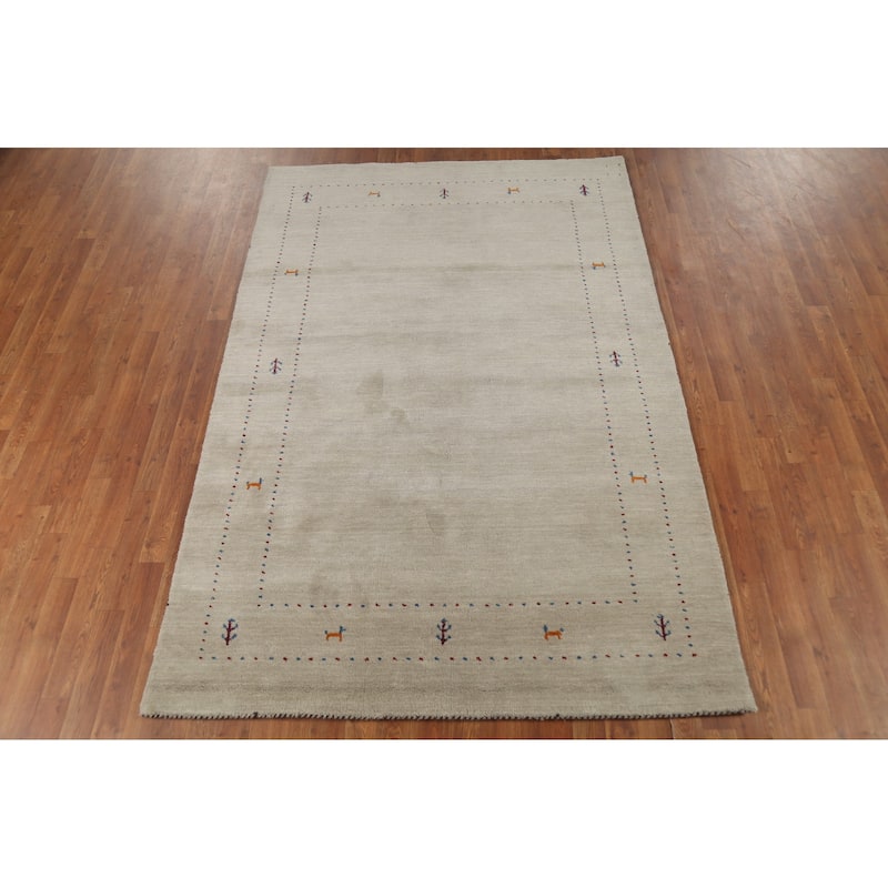 Tribal Gabbeh Oriental Area Rug Handmade Wool Carpet - 5'2"x 7'10"