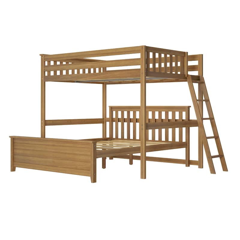 Max and Lily L-Shaped Full over Queen Bunk Bed with Ladder on End