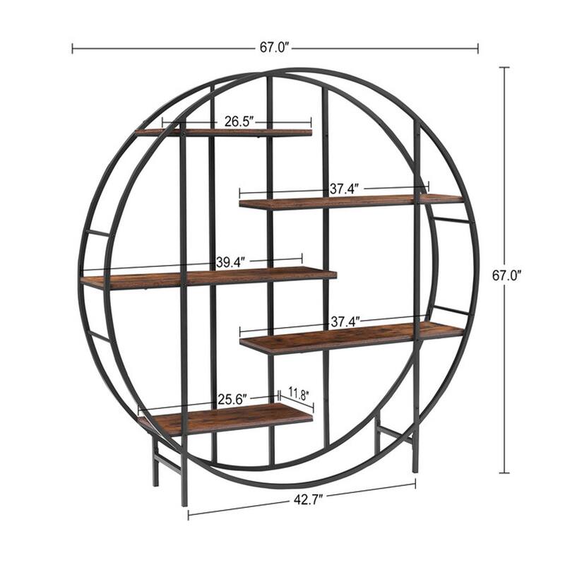 Round 5-Tier Metal Bookshelf/Storage Rack/Display Stand