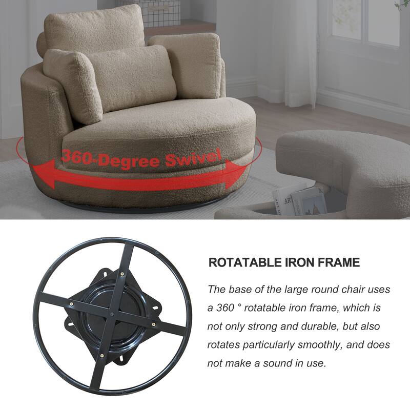 39"W Moon Upholstered Swivel Accent Barrel Chair with Storage Ottoman for Living Room - 51 x 39 x 30.5