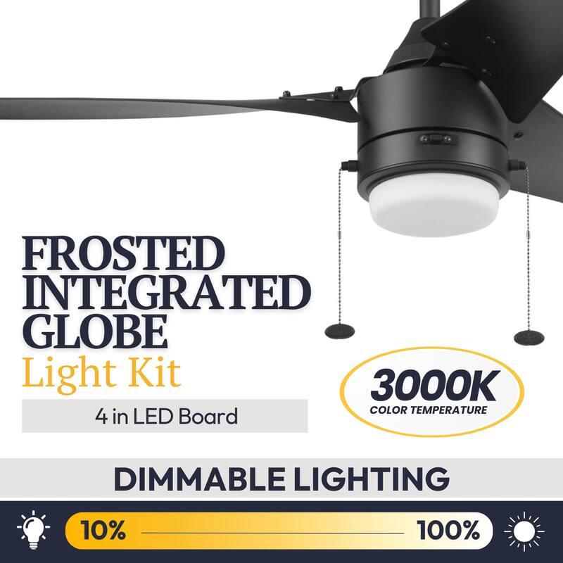 56" Prominence Home Teo Wet Rated Outdoor LED Ceiling Fan with Light, Pull Chain, Dual Mounting, Weather Resistant Blades