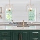 preview thumbnail 2 of 6, Cionar Modern Glam 3-light Chandelier Gold Cage for Kitchen Island LED Bulbs - D13" x H 74"