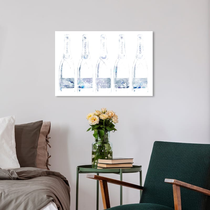 Wynwood Studio 'Drink Up Champane Grey' Drinks and Spirits Wall Art Canvas Print Champagne - Gray, White - 24 x 16