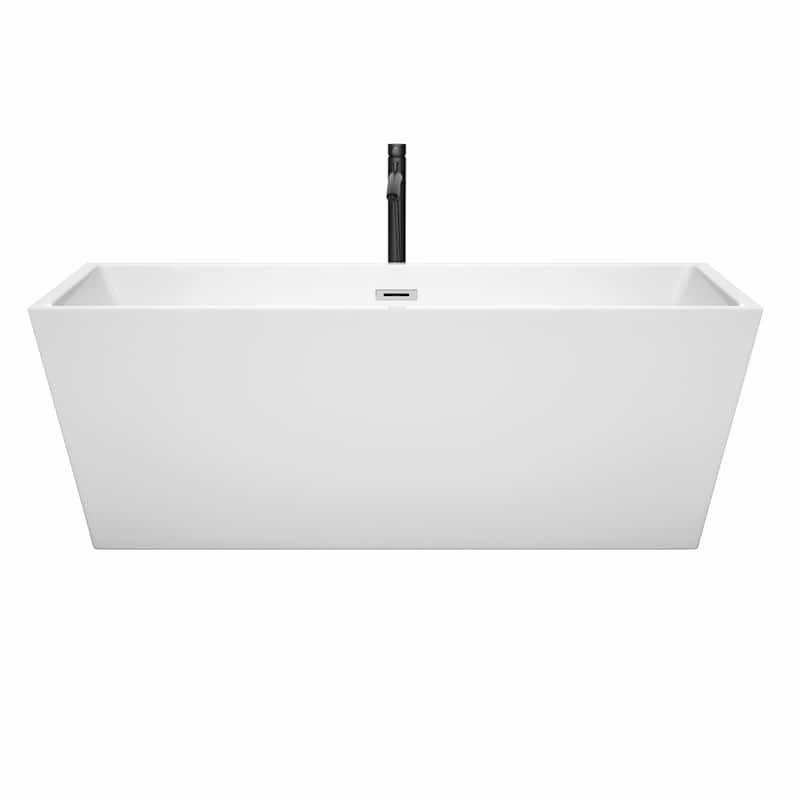 Wyndham Collection Sara 67-inch White Freestanding Soaking Bathtub