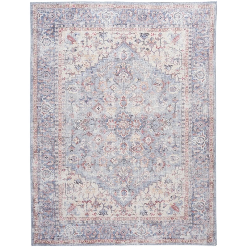 Roni Power Loomed Distressed Floral Area Rug By HomeRoots - 8' x 10'