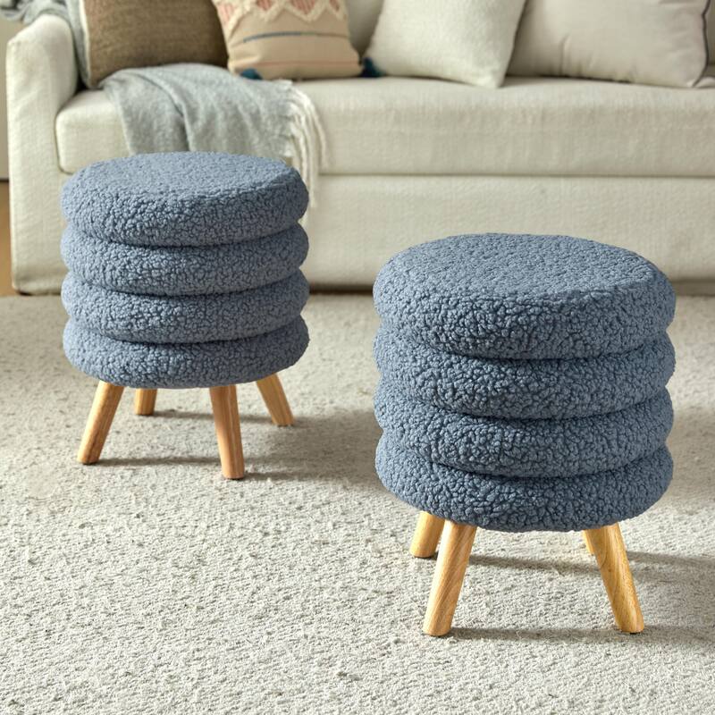 Deonicio 15.7" Wide Ottoman with Solid wood Legs, Set of 2