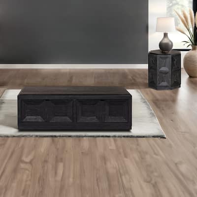 Furniture of America Durem Modern Classic 2-Piece Solid Wood Mobile Coffee Table Set with Storage