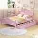 preview thumbnail 2 of 9, Full Size Storage Platform Bed with Storage Underneath, Pink