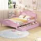preview thumbnail 12 of 18, Full Size Wooden Platform Bed with Guardrails and 2 Storage Drawers