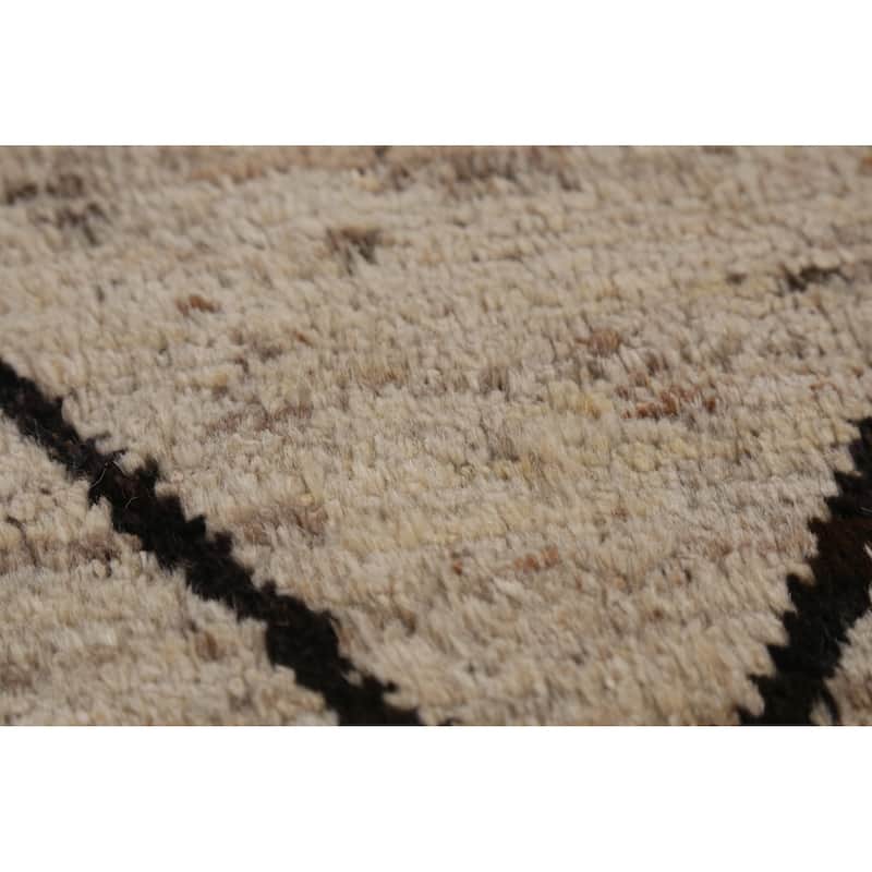 Trellis Geometric Moroccan Oriental Area Rug Handmade Wool Carpet - 6'6" x 9'8"