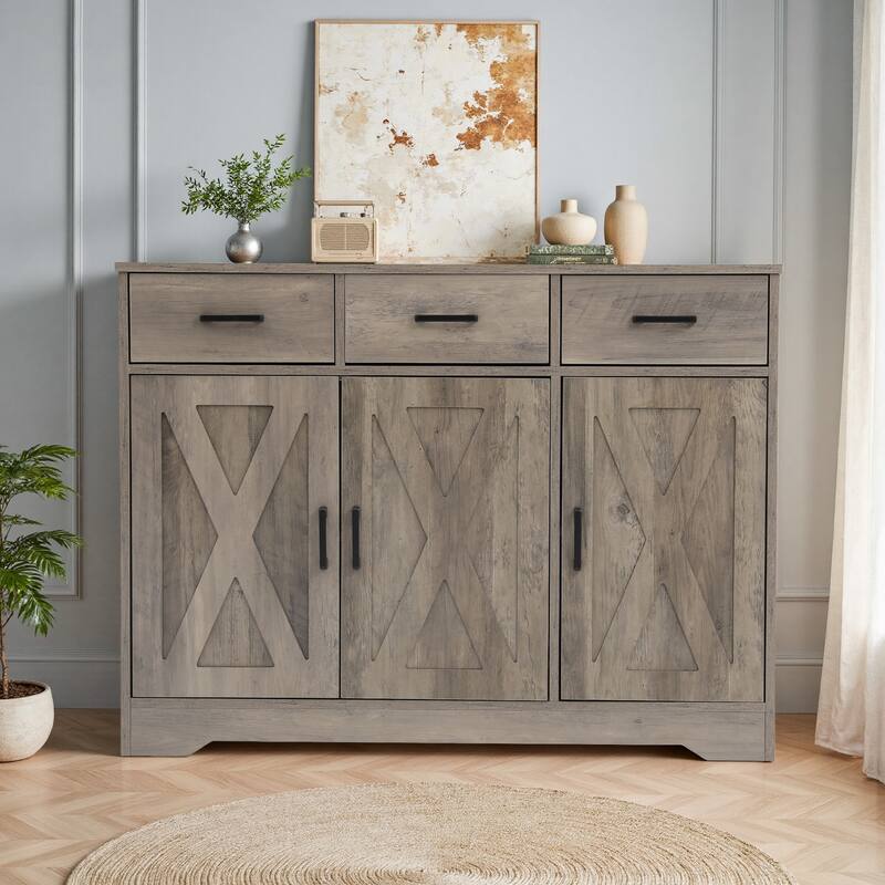 42.6" Wide TV Stand Console with 3 Storage Drawer