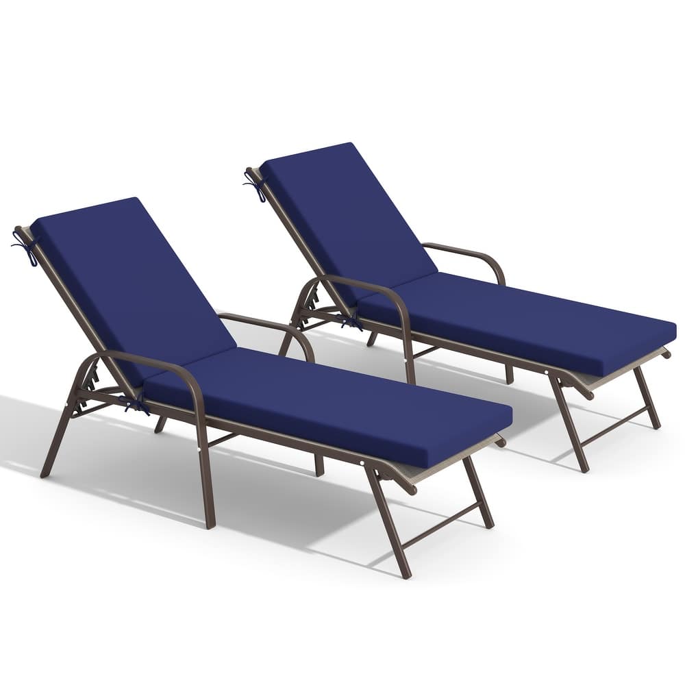 Outdoor Lounge Chairs Chaise Lounge Set with Adjustable Back and Cushions