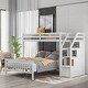 preview thumbnail 1 of 6, Twin Over Full Bunk Bed, Wood L-Shaped Bunk Beds with Storage Stairs,Bunk Bed Frame with Guardrails and Ladder,White