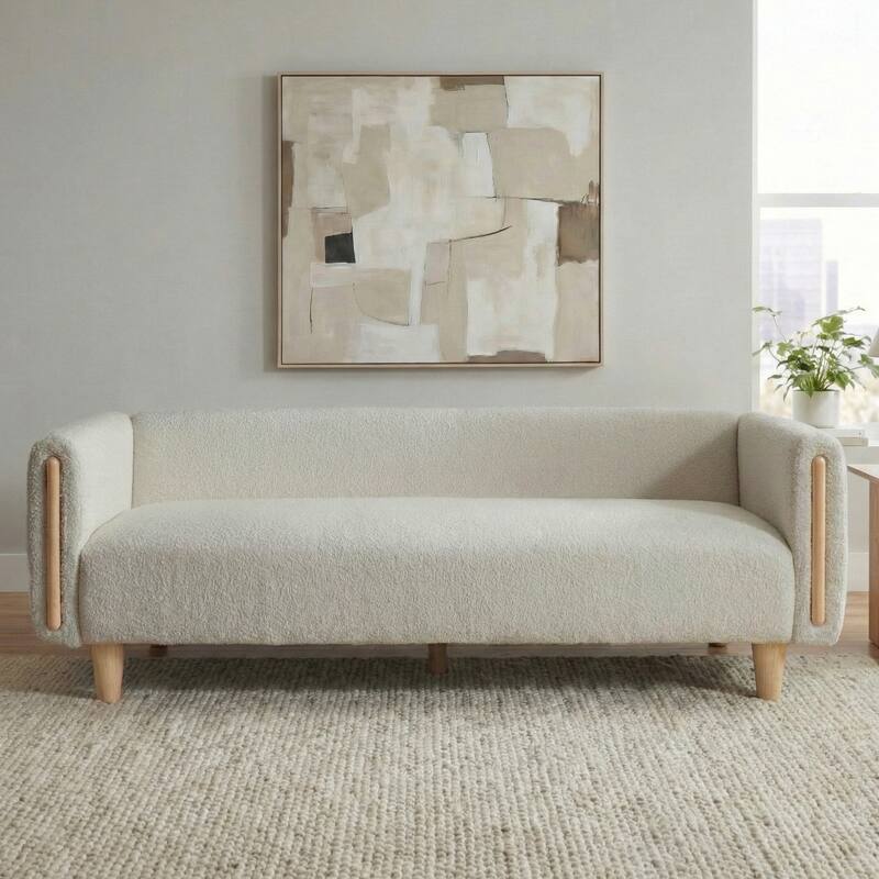 Christopher Knight Home - Soft Upholstered 78.7" 3-Seater Sofa with Rubberwood Legs