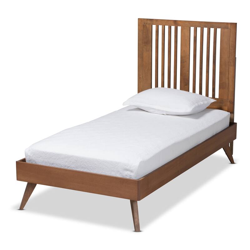 Takeo Transitional Ash Walnut Finished Wood Platform Bed - Twin