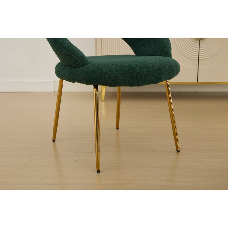 Teddy Fabric Kitchen Chair with Curved Backrest and Metal Legs for Kitchen