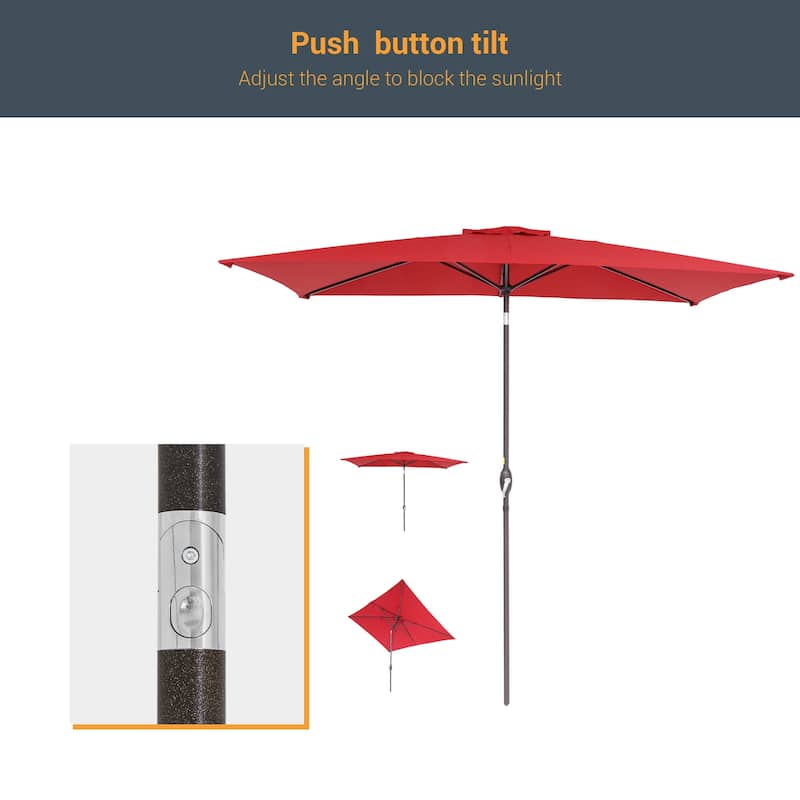LIVOOSUN 10 x 6.5ft Outdoor Market Patio Umbrella w/Tilt and Crank