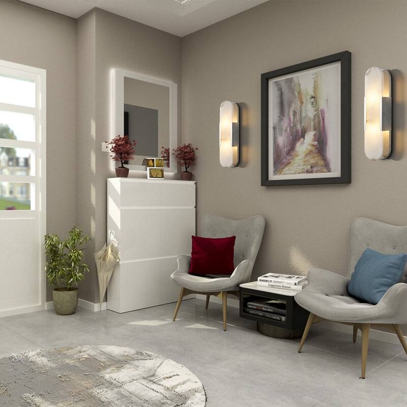 KAYLA Dimmable LED Polished Wall Sconce With Alabaster Shade (Set Of 2)