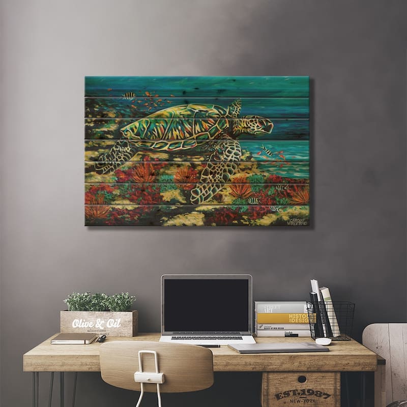 Deep Sea Swimming II Print On Wood by Carolee Vitaletti - Multi-Color
