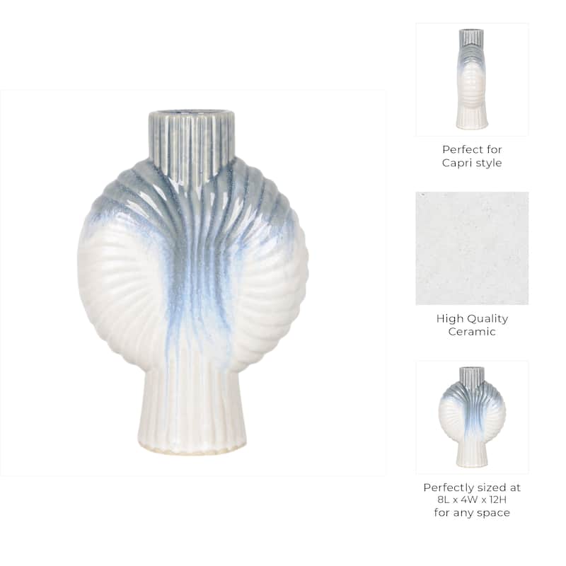 Ceramic Decorative Vase Gradient Glaze Capri Style Shell Design