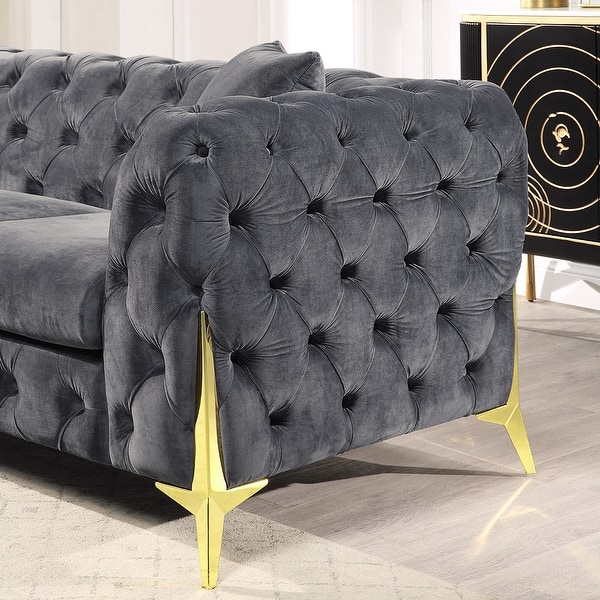 Ouyessir Tufted Velvet Chesterfield Sofa Couch, Modern Upholstered
