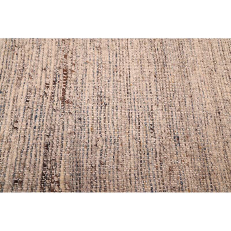 ECARPETGALLERY Braid weave Sienna Light Grey Wool Kilim - 8'3 x 10'4