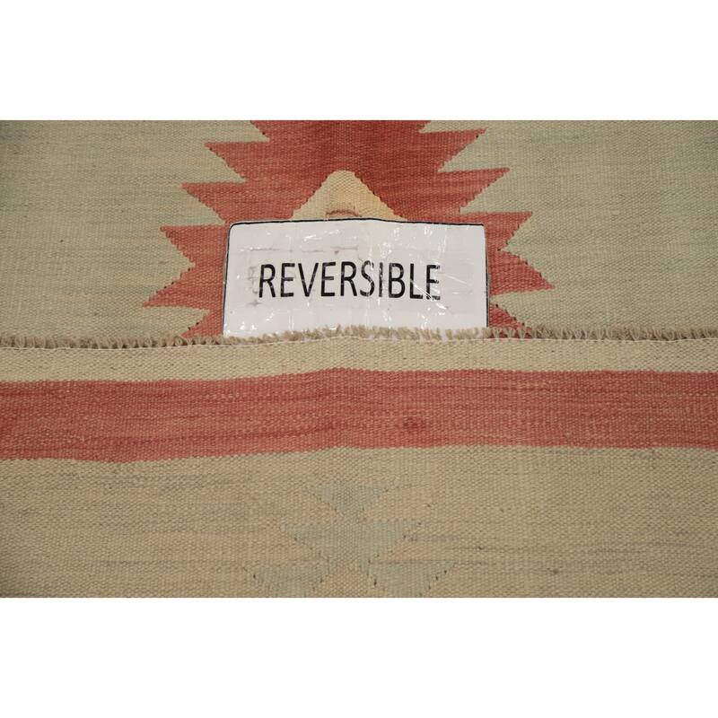 Hand Woven Oriental 100% Wool Carpet Southwestern Tribal Green Kilim Area Rug - 5' 8'' X 3' 11''