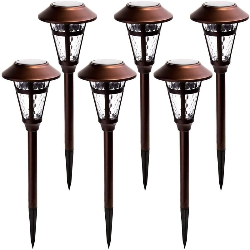 Solar Outdoor Lights Bronze Finshed Landscape Path Lights 6 Pack - 6 Pack