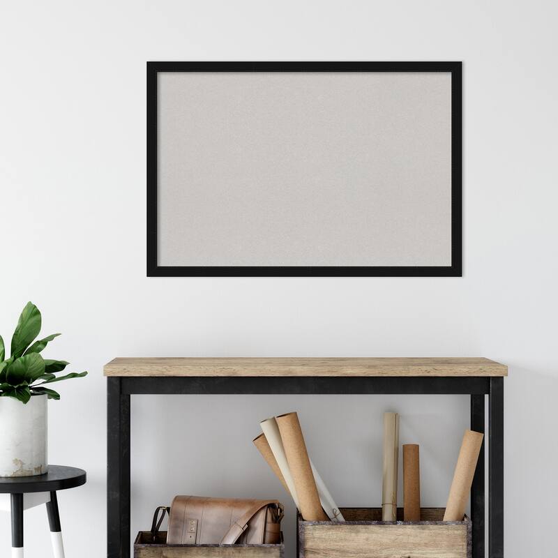Avon Black Narrow Framed Grey Corkboard Bulletin Board, Organization Board, Pin Board