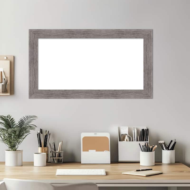 Amanti Art Pinstripe Plank Grey Narrow Framed Dry Erase Magnetic Board
