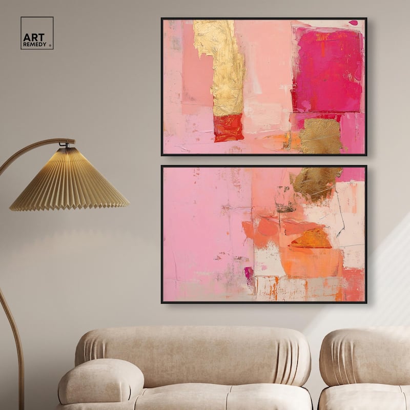 Petal Patchwork I Canvas Set of 2 by Art Remedy