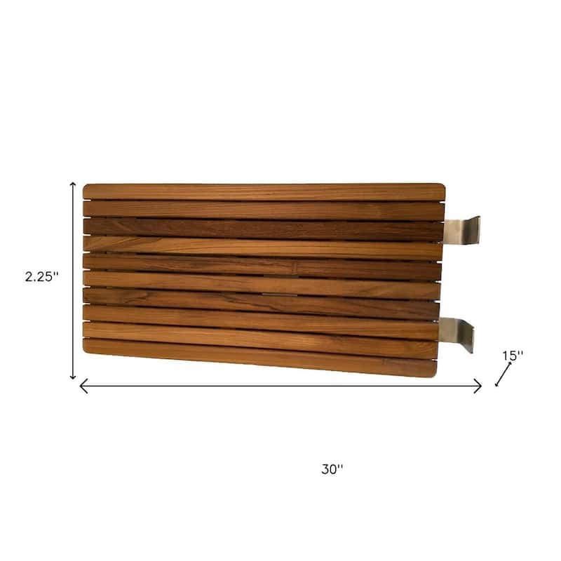 30" Brown Wall Mount Teak Rectangular Shower Bench