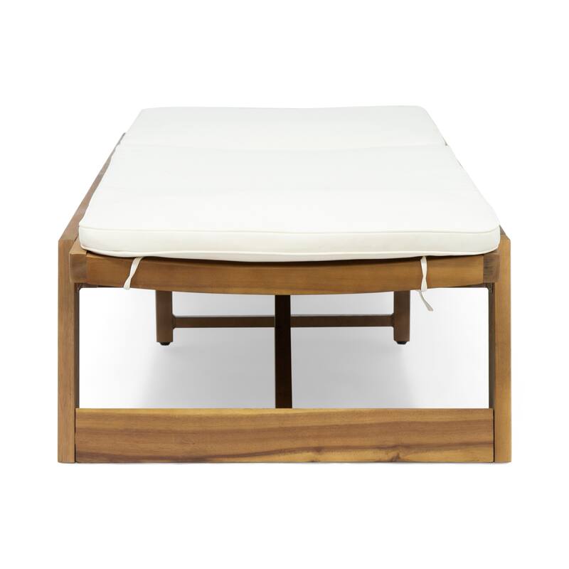 Maki Outdoor Acacia Wood Chaise Lounge and Cushion Set by Christopher Knight Home