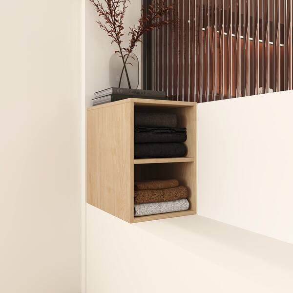 slide 2 of 14, 12 Inch Small Wall Mounted Storage Shelves,Suitable For Small Bathroom,Dressing rooms,Storage rooms Light Oak