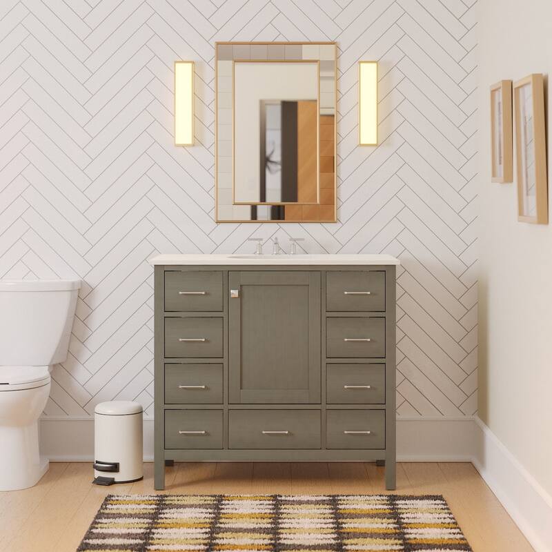 KitchenBathCollection Horizon 42" Bathroom Vanity with Engineered White Top