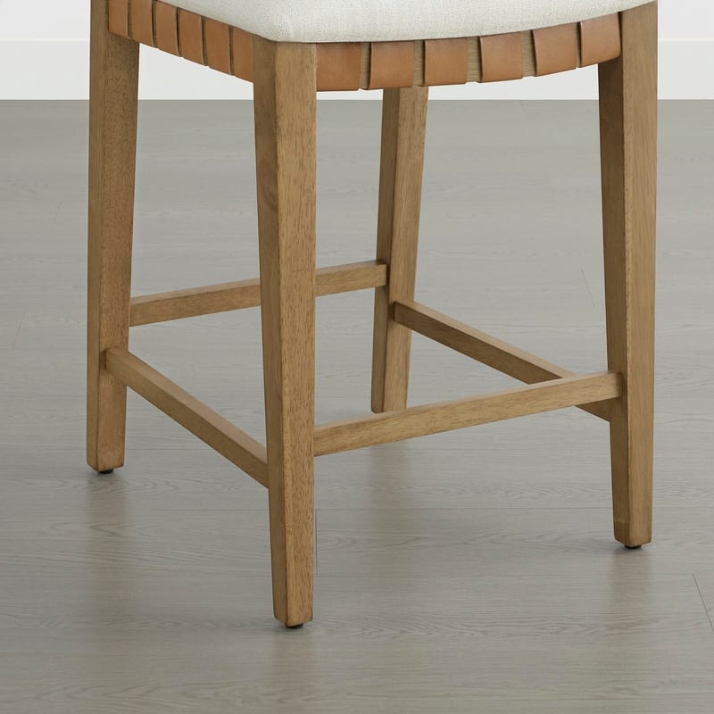 Spruce & Spring Orion Counter Bar Stool with Handwoven Double-faced PVC Backrest