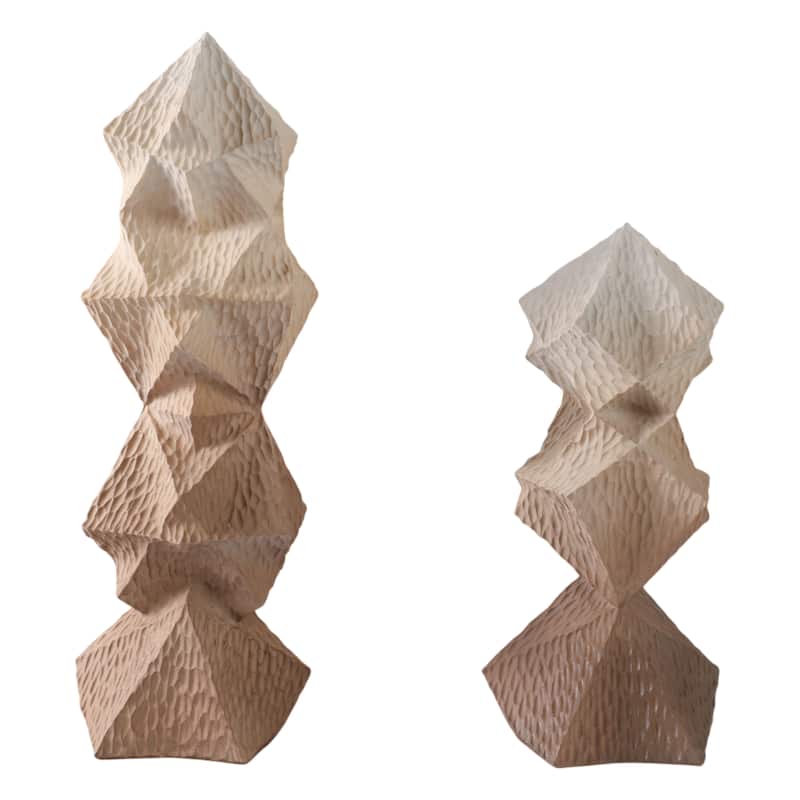 Polyresin Sculptures Faceted Abstract Design (Set of 2) - 19/14" Brown - 6.5" x 6" x 18.5"