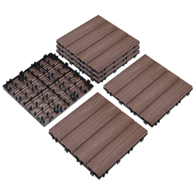 Design House 844530 12" x 12" Square Textured Polymer Interlocking - Russet Canyon