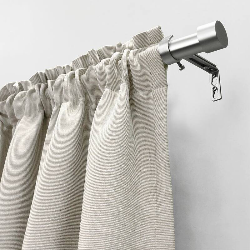 Lumi Single Curtain Rod Brushed Nickel/ Black- End Cap finials