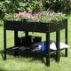 preview thumbnail 2 of 11, Sunnydaze Galvanized Steel Raised Garden Bed with Mesh Shelf - Set of 2 - Black