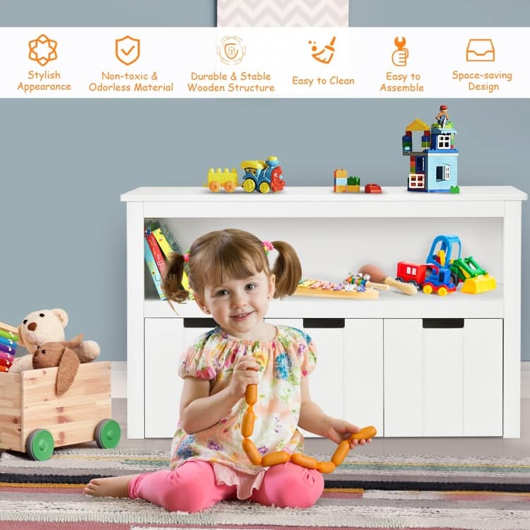 Kid Toy Storage Cabinet 3 Drawer Chest with Wheels Large Storage Cube Shelf - 40" x 13" x 24.5" (L x W x H)