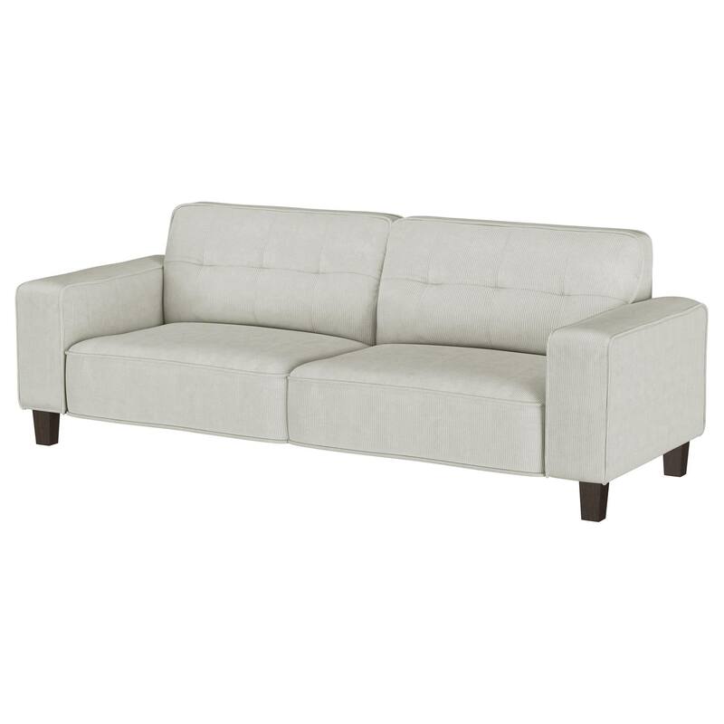 Dero Sofa, 81 Inch, Light Gray Faux Corduroy, Modern Wide Track Arms